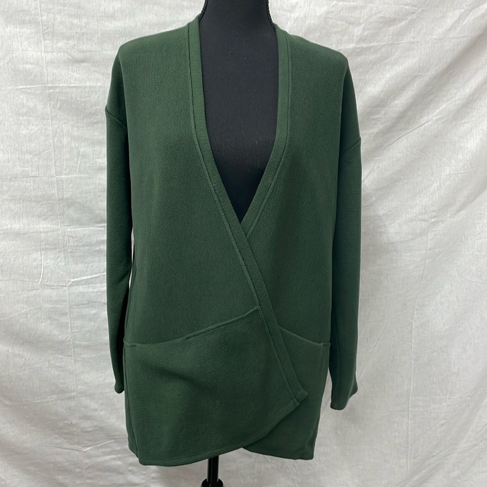 New Orleans knitwear, 100% cotton, open front cardigans, green, size 2 (medium)